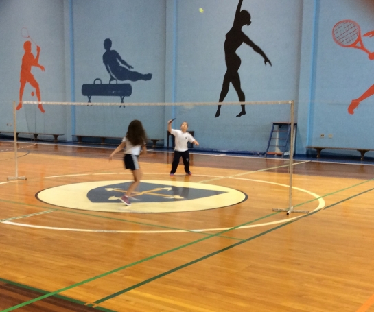 Turma do Integral na aula de Badminton